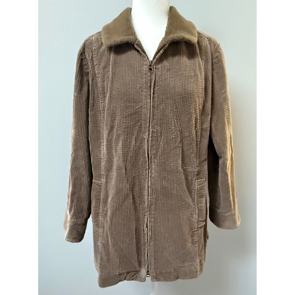 J. Jill Jackets & Blazers - J. Jill Heritage Tumbled Cord Coat Tan Brown Corduroy Sherpa Lined Size‎ Large P